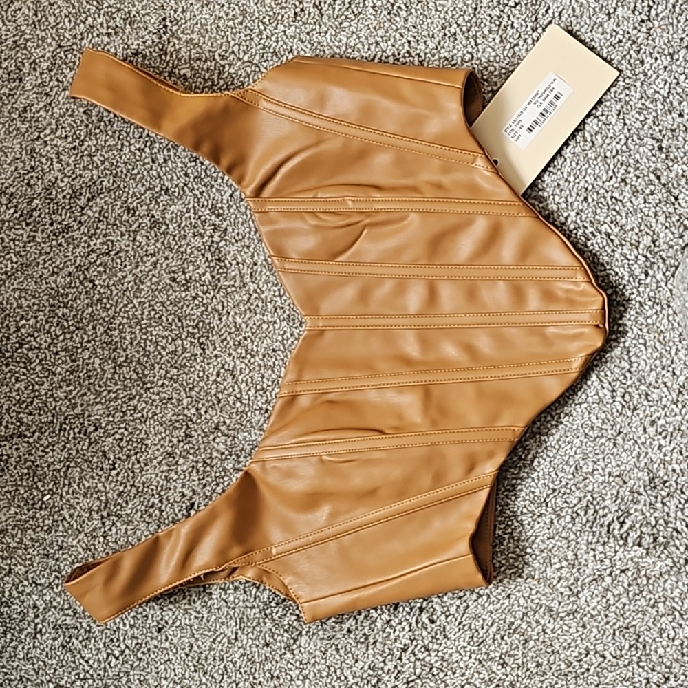 Meshki Faux Leather Corset Top